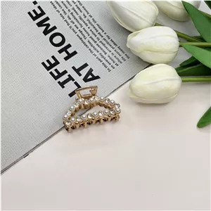 کلیپس فلزی نیم دایره فول نگین مروارید سایز کوچک4.5cm