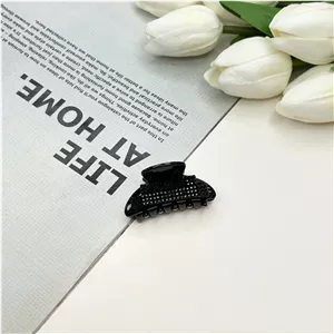 کلیپس نیم دایره سایز کوچک رنگ مشکی فول نگین4cm