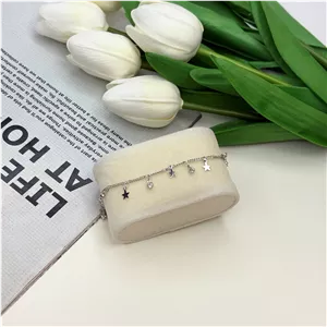 پابند استیل نقره ای طرح آویز ستاره و‌ نگین دار26cm 