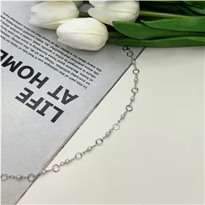 پابند استیل نقره ای طرح حلقه مروارید27cm 