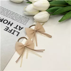 کش‌ مو جفتی طرح پاپیون حریر رنگ نود کرم