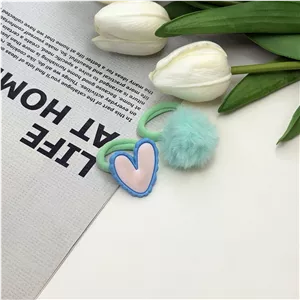 پک دوتایی کش مو حوله ای پیکسل دار‌طرح قلب و خز دار رنگ سبز آبی
