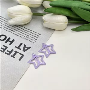گیره مو جفتی تق تقی طرح ستاره رنگ بنفش
