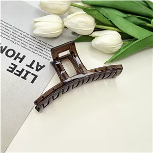 کلیپس خطی نشکن سایز بزرگ طرح دار شفاف پلنگی12.5cm
