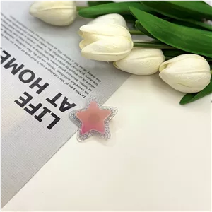 گیره مو انبری طرح ستاره شاین دار رنگ‌ صورتی گلبهی 4سانت