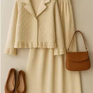 ست کت ودامن لینن سوزن دوزی