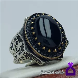 انگشتر اونیکس ترک (عقیق مشکی) کد133