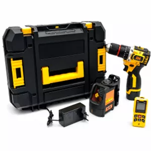 کیت مهندسی شامل دریل شارژی DCE16-1 ،متر لیزری 50متر TM50-200 و تراز لیزری DL10 پی ام PM مدل KIT-DLM