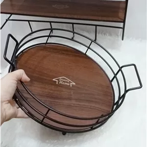 سینی فلزی گرد کف چوب