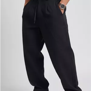 شلوار کنفی مشکی مردانه گرم دار نیم بگ پارچه وارداتی ZARA