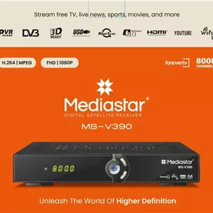 گیرنده دیجیتال مدیا استار مدل V390 بهمراه فلش وای فای کنترل بزرگ