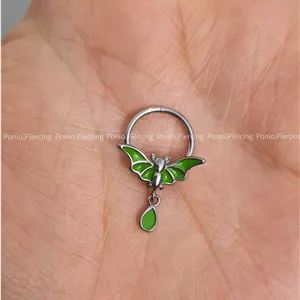 پیرسینگ حلقه خفاش سبز(گوش،سپتوم،اسمایل)
