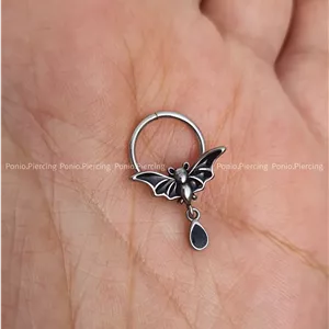 پیرسینگ حلقه خفاش مشکی(گوش،سپتوم،اسمایل)