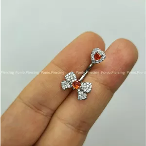 پیرسینگ ناف پاپیون نگین نارنجی