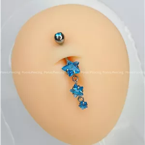 پیرسینگ ناف ستاره آویز آبی 💙