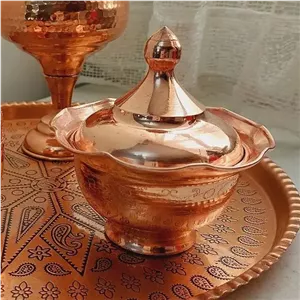 قندان مسی طرحدار لاله ارتفاع 13 دهانه 11