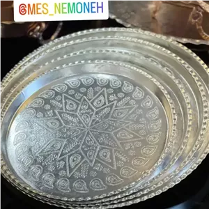 سینی کروم(سفید)ترمه سایز 5 قطر 26 سانت