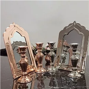 آیینه و شمعدان تمام مسی سنگین نانو شده و کروم