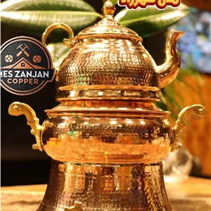 سماور روگازی مسی همراه کتری مدل شهرزاد سماور ۳ و قوری ۱ لیتری
