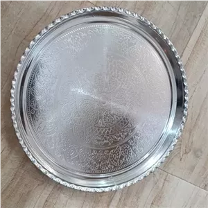 سینی مسی بزرگ طرح مجمع قطر ۴۰ داخل ترمه