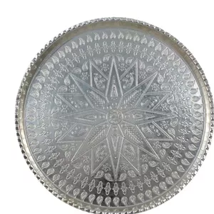 سینی مسی دایره سایز ۴ قطر ۲۴ رنگ سفید