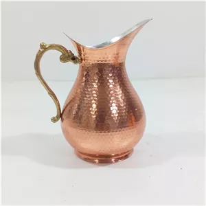 پارچ مسی زنجان طرح ترک دسته برنجی رنگ ثابت ارتفاع 20 سانتی متر