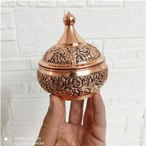 قندان دست ساز قلم کاری گل برجسته رنگ ثابت 