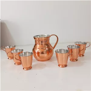 سرویس پارچ و لیوان مسی دست ساز زنجان رنگ ثابت نانو شده