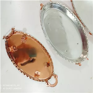 دیس پلو خوری مرغ و سالاد  تمام مسی زنجان مدل بیضی طول 35