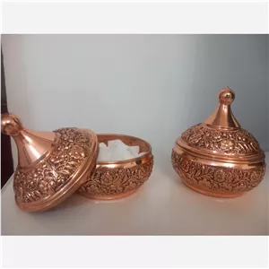 قندان مسی سه عددی گلبرگ زیبا نانو شده