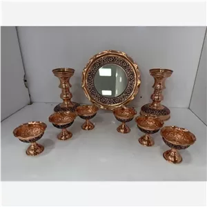هفت سین و آیینه و شمعدان مسی گلبرگ زیبا  زنجان رنگ ثابت بسته ی نوروزی