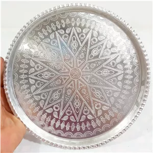 سینی دو عددی قطر 26 پذیرایی گرد طرح برجسته جنس روحی