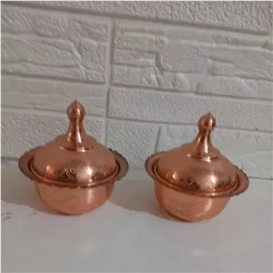 قندان مسی دو عددی باهم طرح دار نانو رنگ ثابت ارسال رایگان