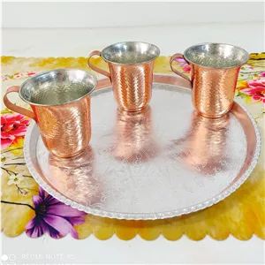 سینی پذیرایی گرد قطر 28 طرح برجسته قلع