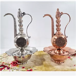 آفتابه لگن تمام مس کروم شده زیبا درجه یک ضخیم گل برجسته