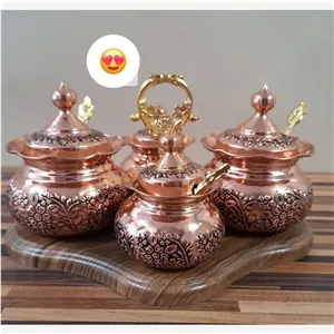 جا ادویه مسی گلبرگ زیبا با جعبه مخصوص4تایی نانو