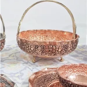 سبد شکلات مسی گلبرگ دسته برنجی قطر ۱۷ نانو شده