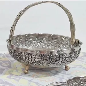 سبد شکلات مسی گلبرگ  کروم دسته برنجی قطر ۱۷ نانو شده
