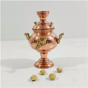 سماور مسی دکوری دست ساز ارتفاع ۱۸ زنجان سایز بزرگ  قندان مدل سماور