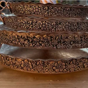 دیس گرد مسی گلبرگ پایه دار سایز ۳ قطر ۳۳ پلوخوری و مرغ خوری