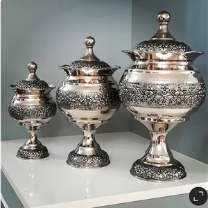 قندان گنبدی گلبرگ مسی کروم سایز ۱ ارتفاع ۱۶ سیاه،قلم نانو جنس درجه یک