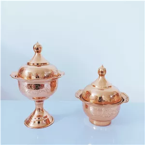 قندان مسی  لاله لیزری طرحدار قطر ۷ ارتفاع ۱۰ بدون پایه