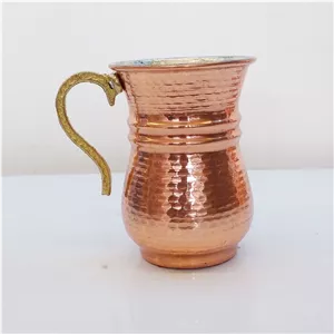 لیوان مسی ترک کمر باریک با دسته برنجی نانو شده ۱ عددی