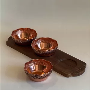 آجیل و شکلات خوری اردخوری مسی ۳ تایی گلبرگ دیبا نانو خطی 
