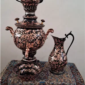 سماور مسی الماس تمام تراش مشکی ۵ تیکه