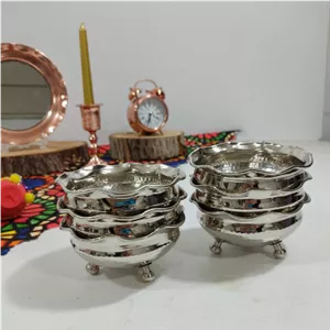 پیاله سه پایه مسی چکشی کروم ۶ عددی نانو شده اعلا و درجه یک