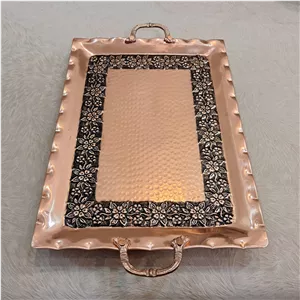 سینی مسی دسته دار ۲۵ در ۳۵ نانو شده کار شیک و ضخیم
