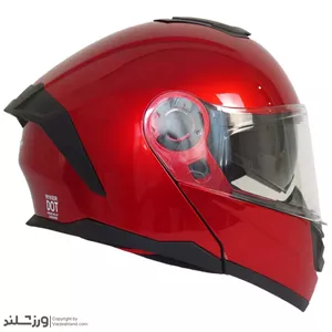 کلاه کاسکت رادین عینک دار فک متحرک Blaze Red کد 1941 - سایز 58-62