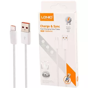 کابل میکرو فست شارژ 25 وات الدینیو  مدل LS901 طول 1 متر