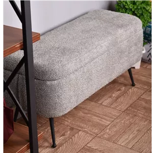 پاف نیمکت باکسدار خم دونفره با پارچه تدی